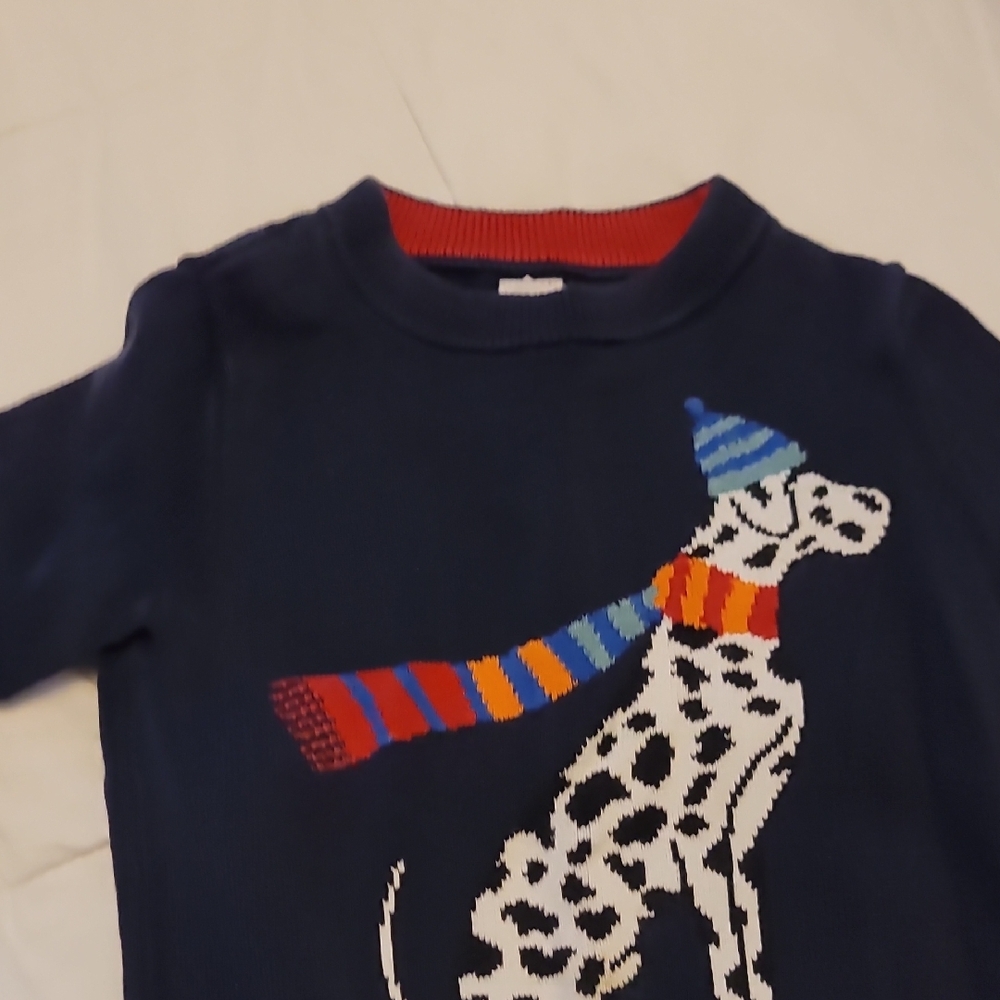 Navy Sweater with Dalmatian Design